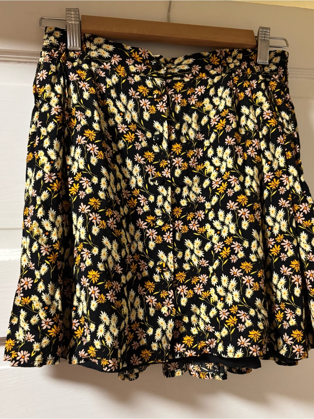 Urban Outfitters Black Floral Circle Skirt with Yellow & Pink Daisies